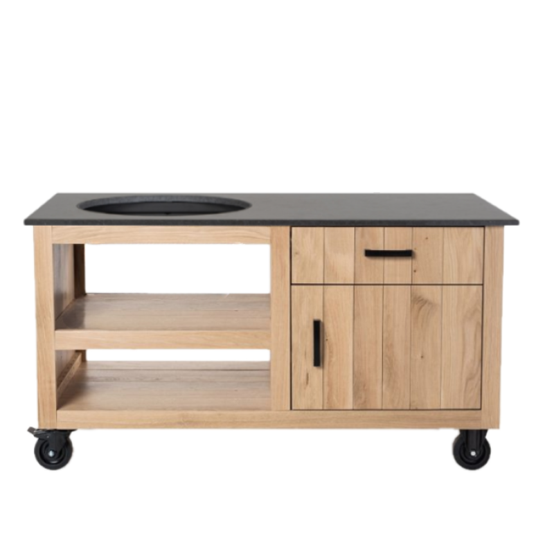 Fraaii buitenkeuken staal met eiken compact