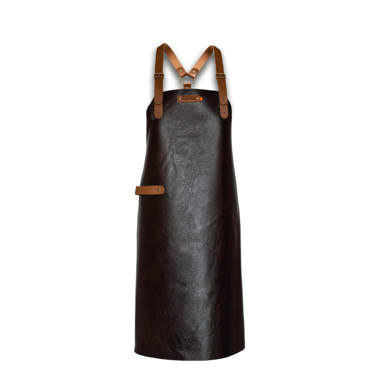 Xapron New York leren BBQ schort met schouderbanden